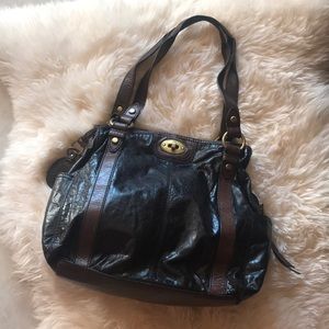 Authentic Fossil leather purse!! Black with Brown